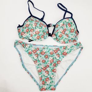 Agua Doce Blue Pink & Red Floral 2pc Bikini